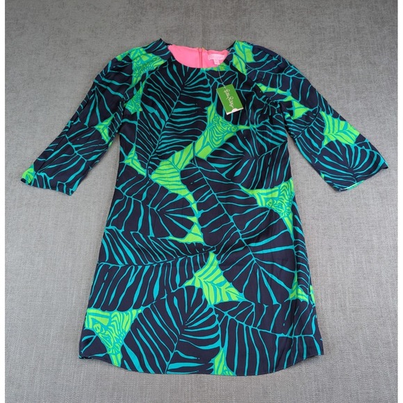 NWT Lilly Pulitzer Dress Womens Sz 2 Carol Under the Palms Green Leaves Shift - Picture 2 of 8